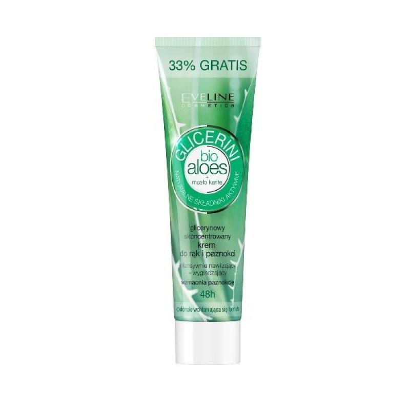 Eveline crema mani e unghie concentrata alla glicerina profondamente nutriente e levigante aloe bio e burro di karité 125ml