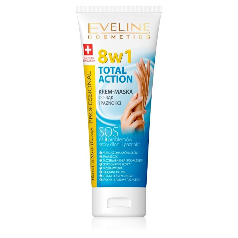 Eveline hand&nail therapy total action 8in1 crema-maschera per mani e unghie 75ml