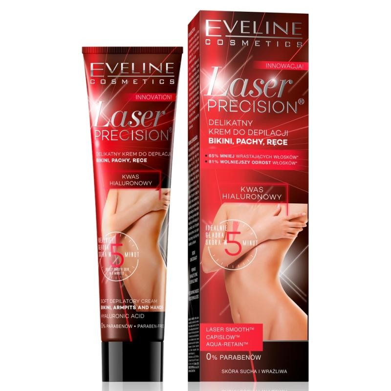 Eveline crema depilatoria delicata laser precision per bikini, ascelle e mani per pelli secche 125 ml