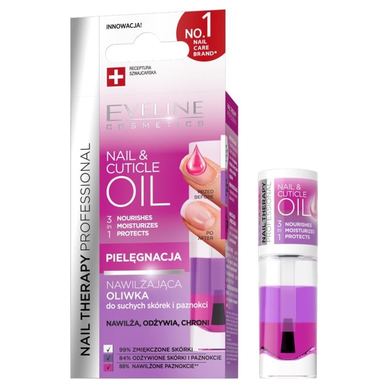 Eveline nail & cuticle oil olio idratante trifasico per cuticole e unghie secche 8 ml