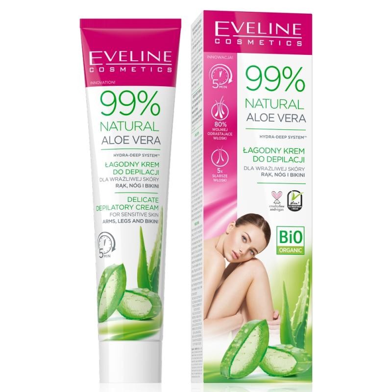 Eveline crema depilatoria naturale all'aloe vera al 99% 125 ml