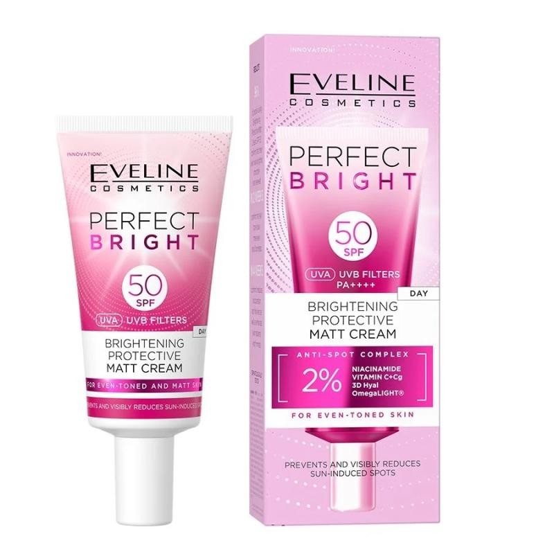 Eveline perfect bright crema viso illuminante e protettiva opaca spf50 30ml