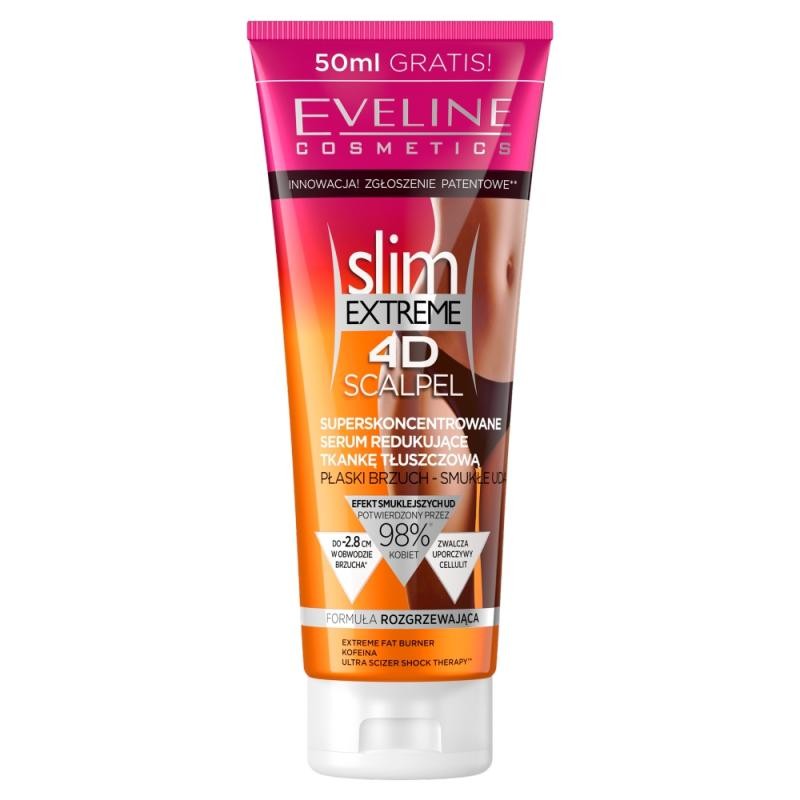 Eveline siero super concentrato slim extreme 4d scalpel che riduce il tessuto adiposo e riscalda la formula 250 ml