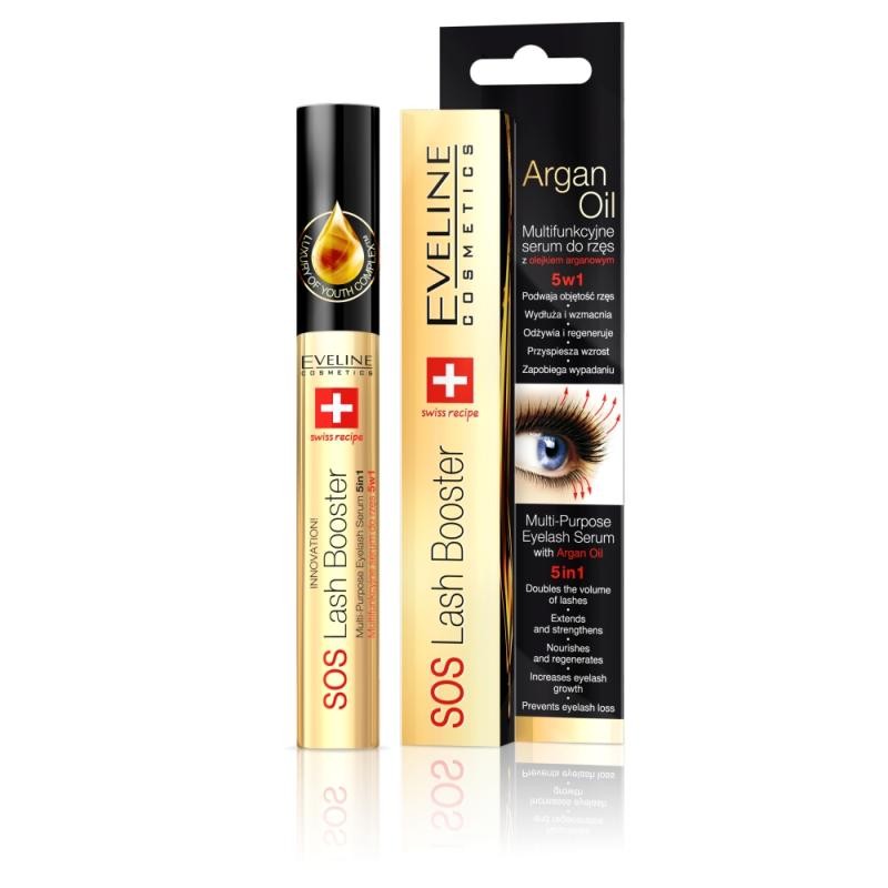 Eveline siero per ciglia 5 in 1 sos lash booster con olio di argan 10 ml