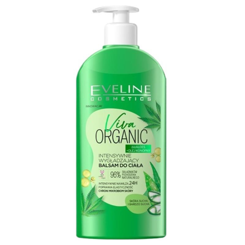 Eveline viva organic lozione corpo levigante intensiva bioaloes e olio di canapa 350ml