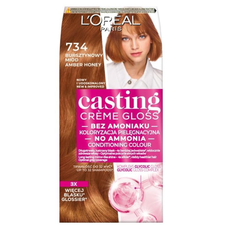 L'oreal tinta per capelli casting creme gloss 734 miele ambrato