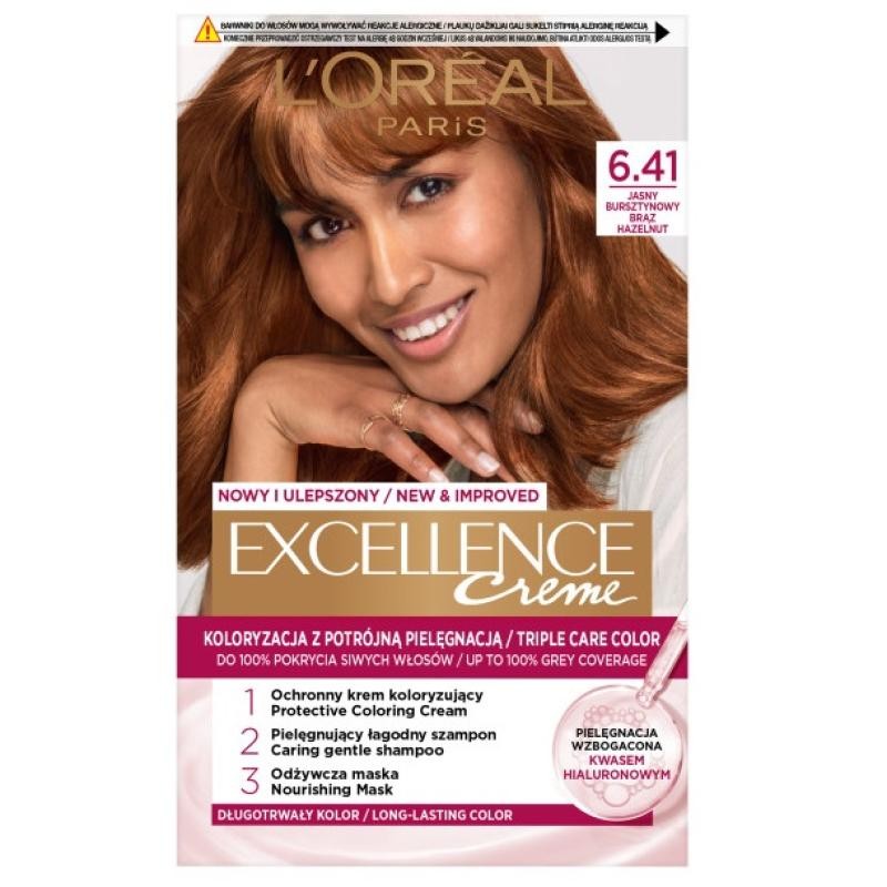 L'oreal tinta per capelli excellence creme 6.41 castano ambrato chiaro