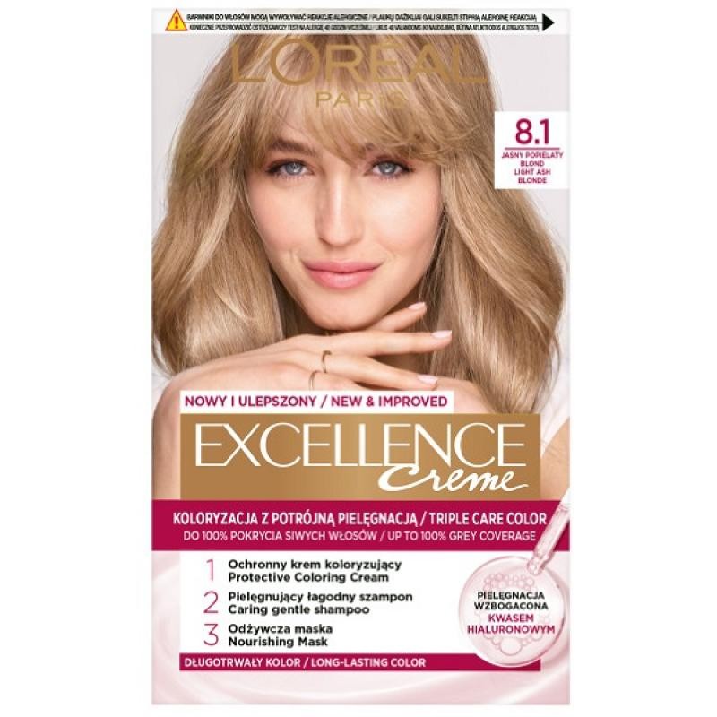 L'oreal tinta per capelli excellence creme 8.1 biondo cenere chiaro