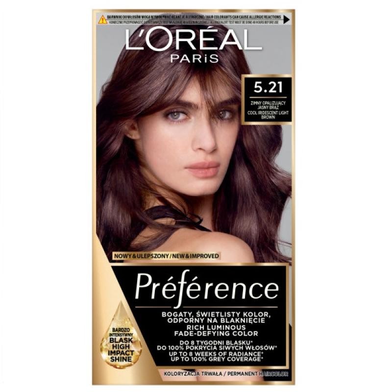 L'oreal tinta per capelli preferred 5.21 castano chiaro iridescente freddo