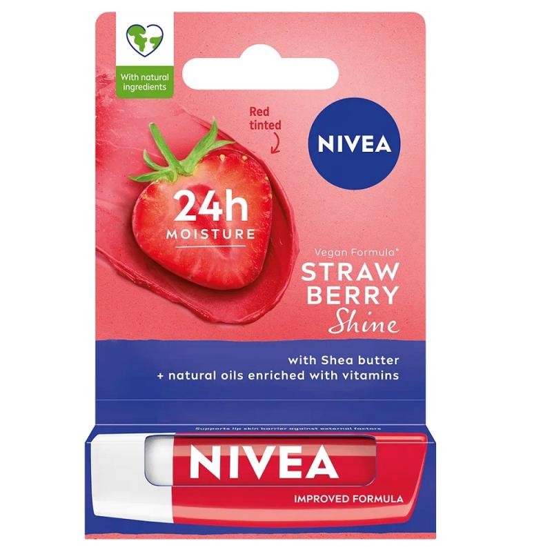 Nivea rossetto caring shine alla fragola 4,8 g