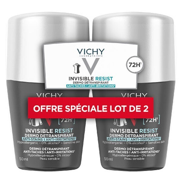 Vichy Homme Invisible Resist 72H set detraspirante in palline Dermo Detranspirant 2 x 50ml uomo
