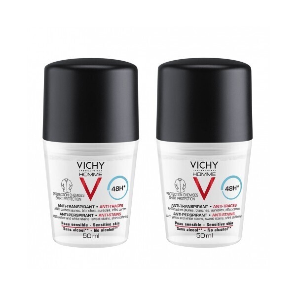 Vichy Un set di palline antitraspiranti per uomo con effetto 48 ore Homme 48h Antitraspirante 2 x 50ml uomo