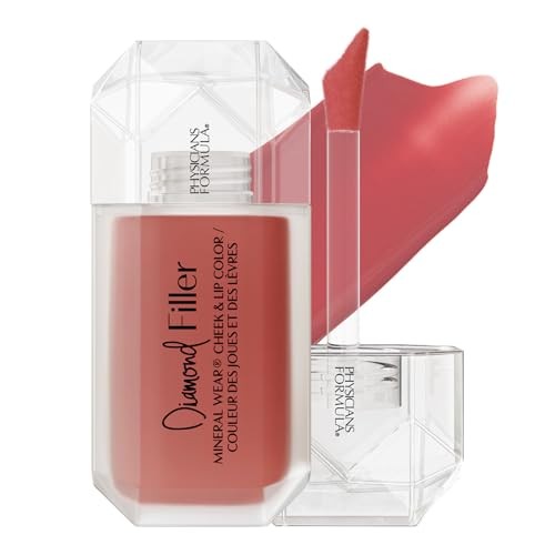 Physicians Formula Mineral Wear Diamond Filler Blush Fard e rossetto 2 in 1 con glitter diamante 73 ml donna Radiant Pink