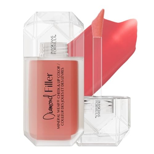 Physicians Formula Mineral Wear Diamond Filler Blush Fard e rossetto 2 in 1 con glitter diamante 73 ml donna Brilliant Peach