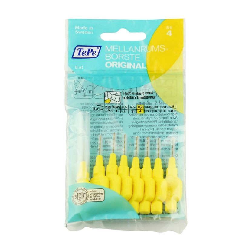 TePe Interdental Brush Normal 07 mm yellow 8 pcs interdental toothbrushes donna