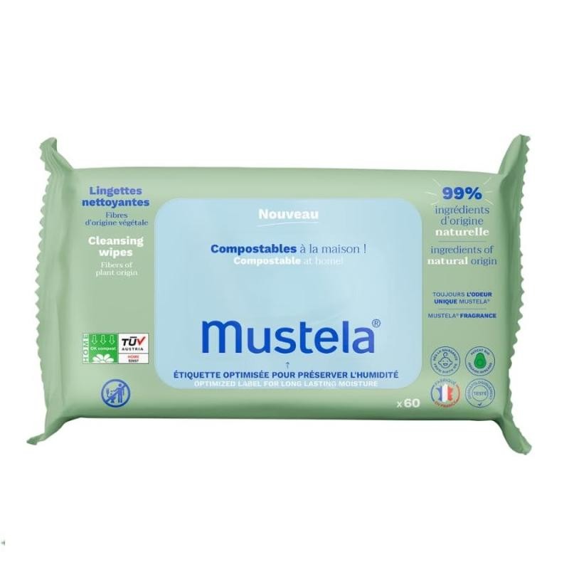 Mustela salviette detergenti compostabili 60 pezzi