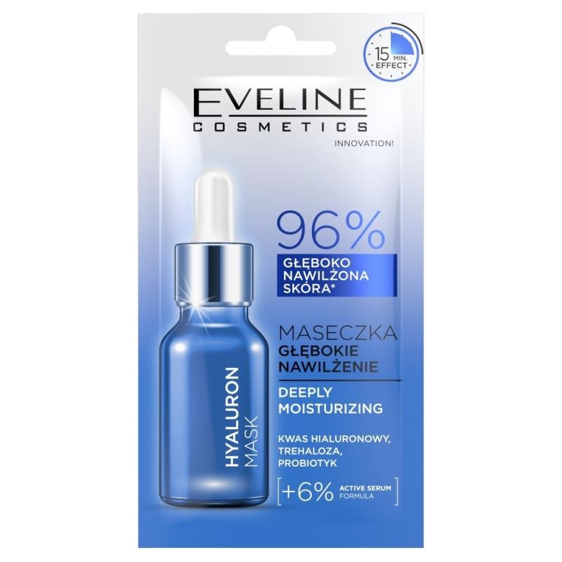 Eveline maschera viso in tessuto all'acido ialuronico da 8 ml