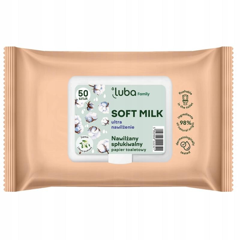 Luba carta igienica inumidita family soft milk 50 pezzi