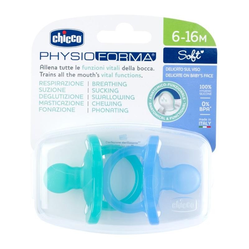 Chicco ciucciuccio physio forma soft blue 6-16 mesi 2 pezzi