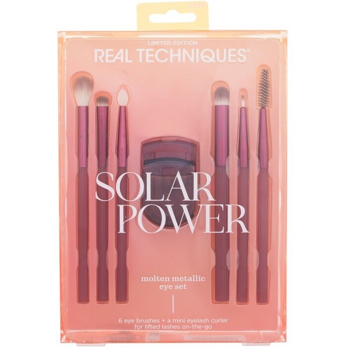 Real Techniques Set per occhi metallici fusi a energia solare Set di pennelli donna 10ks