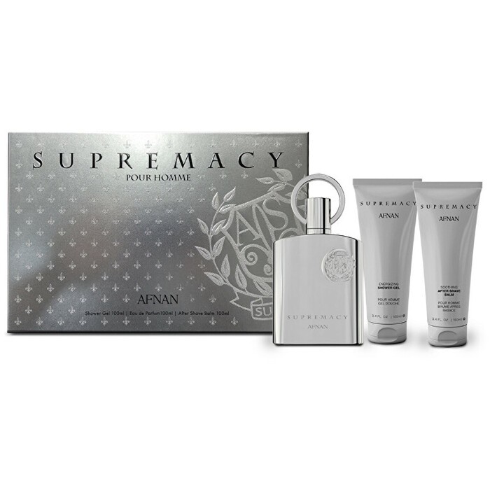 Afnan Supremacy Silver Drkov sada eau de parfum 100 ml sprchov gel 100 ml a balzm po holen 100 ml uomo 100ml