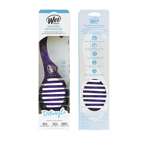 Wet Brush Shower Detangler Purple Glitter donna