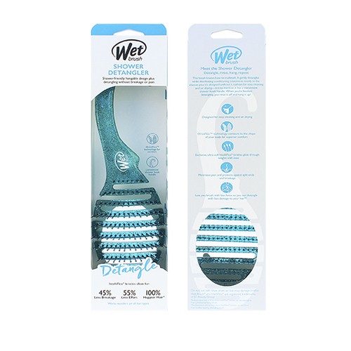 Wet Brush Shower Detangler Teal Glitter donna