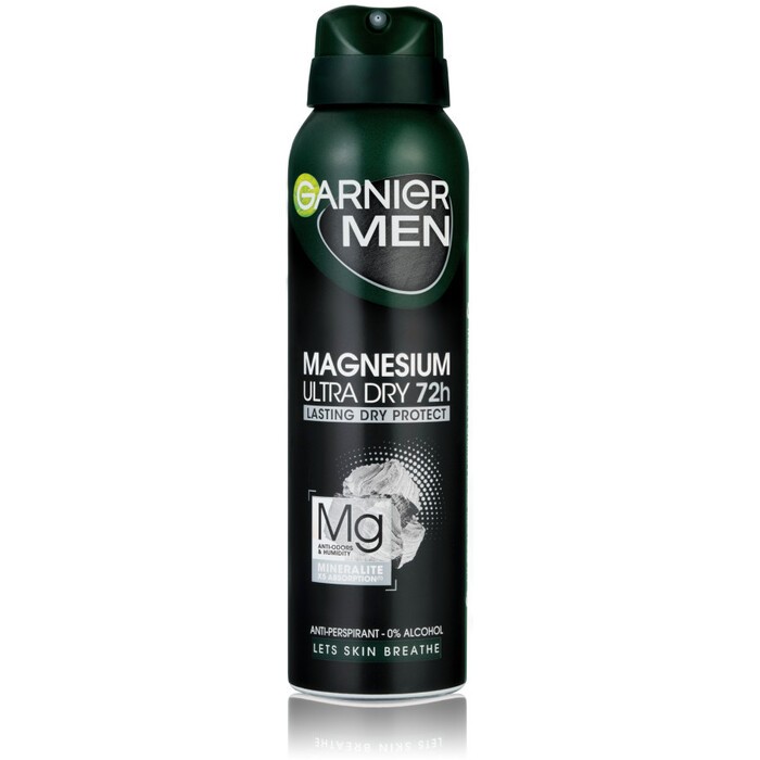 GARNIER MEN Magnesium Ultra Dry Deospray Antitraspirante per uomini con magnesio 150ml Uomo
