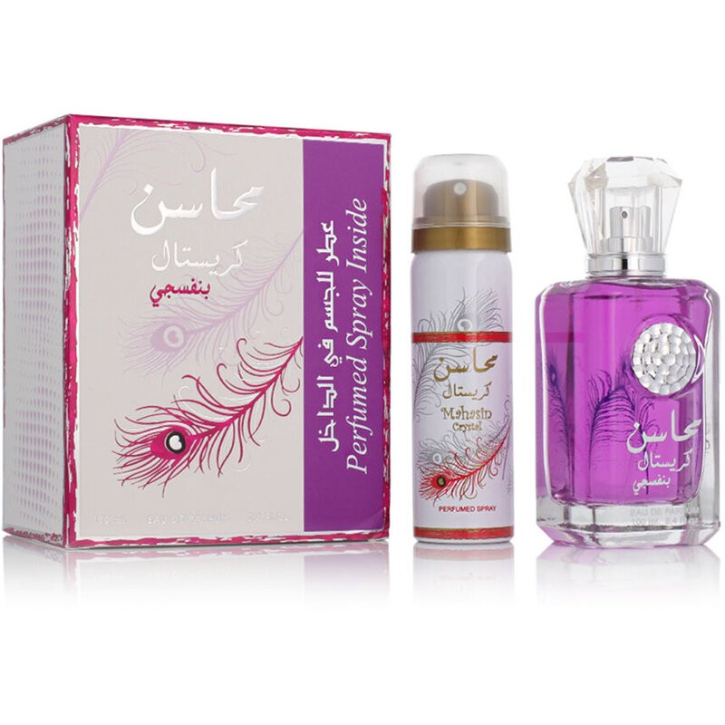 Lattafa Perfumes Mahasin Crystal Violet Drkov sada eau de parfum 100 ml a deospray 75 ml donna 100ml