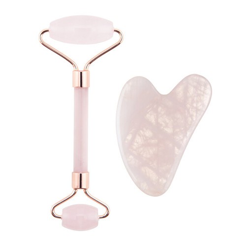 Palsar 7 Rose Quartz Jade Roller and Gua Sha Set donna