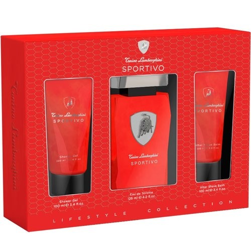 Tonino lamborghini sportivo eau de toilette 125ml vaporizzatore gel de bao 100ml balsamo after shave 100ml uomo