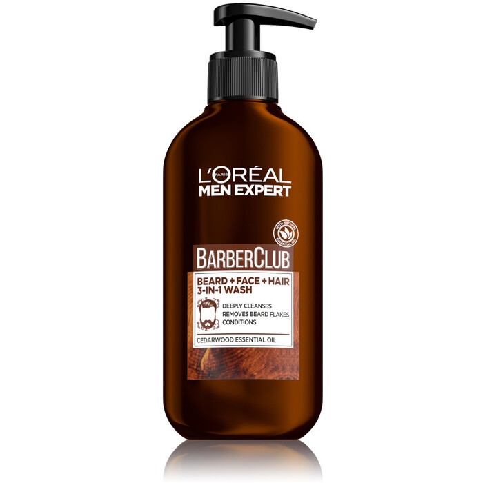 L Oral Professionnel Barber Club Gel 3in1 Detergente Barba Viso e Capelli 200ml 200ml Uomo