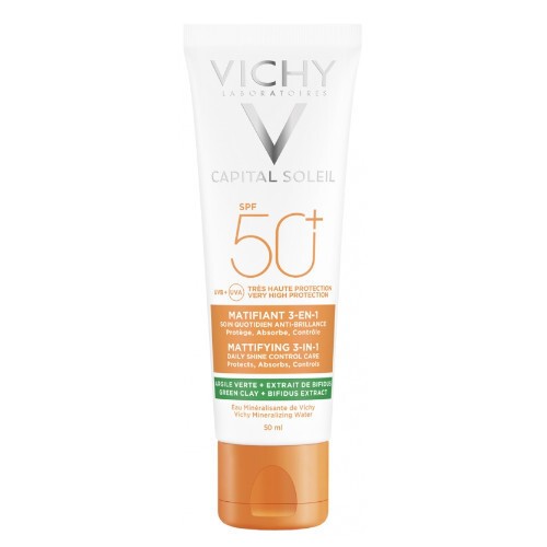 Vichy Capital Soleil SPF 50 Crema viso protettiva opacizzante 3in1 50ml Donna