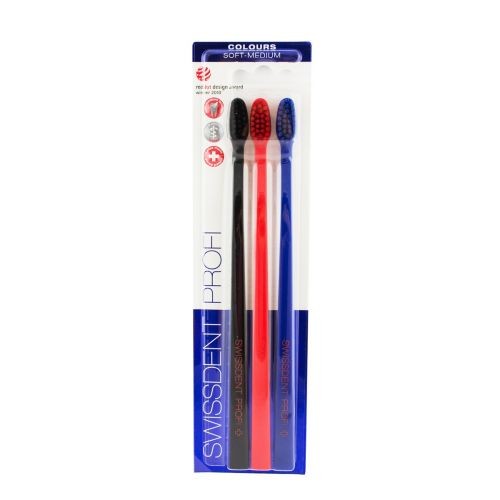 Swissdent Profi Colours Trio SoftMedium Toothbrush Unisex 3pcs