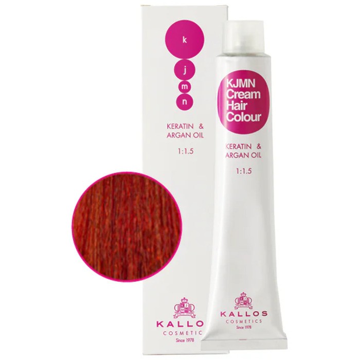 Kallos KJMN Cream Hair Color Keratin & Argan Oil 100 ml 8.34I Intense Copper Red donna