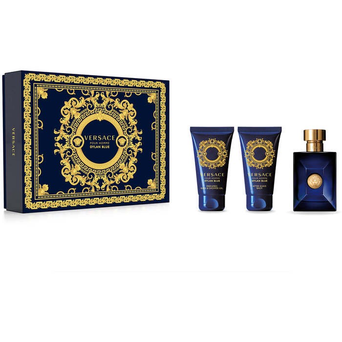 Versace Dylan Blue Pour Homme Giftset 150ml eau de toilette Spray 50ml-Shower Gel 50ml-After Shave Balm 50ml