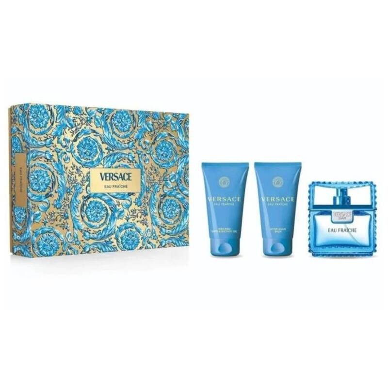 Versace Man Eau Fraiche Giftset 150ml Perfumed Bath & Shower Gel 50ml-Aftershave Balm 50ml-eau de toilette Spray 50ml