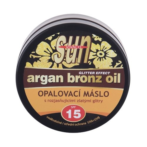 Vivaco Sun Argan Bronz Oil Effetto Glitter SPF15 Burro abbronzante con olio di argan e glitter 200ml Donna