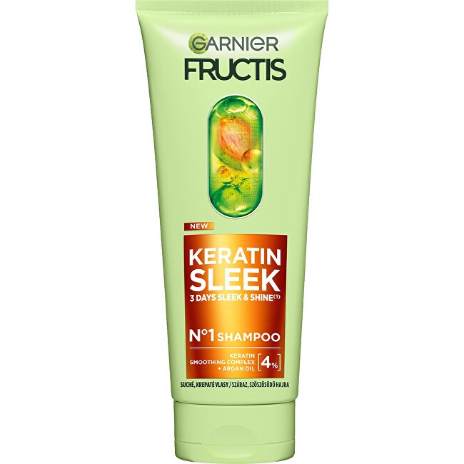 Garnier Shampoo per capelli secchi e crespi Fructis Keratin Sleek Shampoo 200ml donna