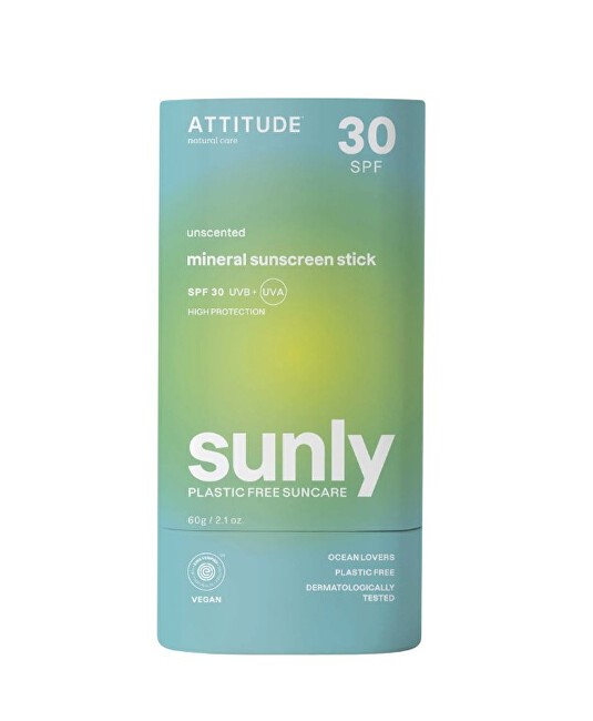 Attitude Stick protettivo minerale per il corpo senza profumo SPF 30 Sunly Mineral Sunscreen Stick 60 g unisex