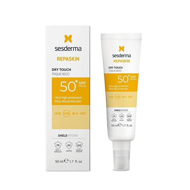 Sesderma Protezione solare viso opacizzante SPF 50+ Repaskin Dry Touch Protezione solare viso 50ml donna