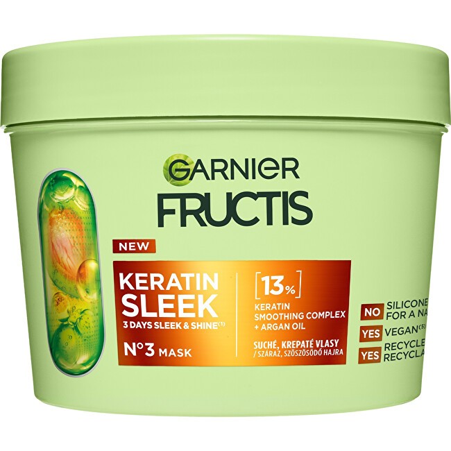 Garnier Maschera per capelli secchi e crespi Fructis Keratin Sleek Mask 370ml donna