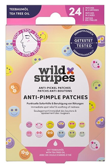 Wild Stripes Cerotti anti-acne idrocolloidali con olio di melaleuca Smile Prevent Cerotti anti-brufoli 24 pezzi donna