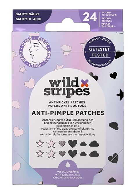 Wild Stripes Cerotti idrocolloidali anti-acne con acido salicilico Holo Clear, 24 pezzi donna