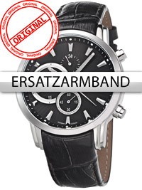 Bossart Replacement Strap Leather BW-1104 Black Silver Clasp