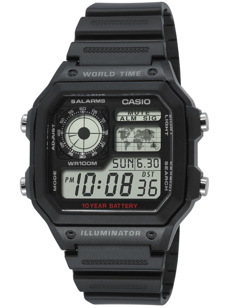CASIO SPORT Mod. WORLD TIME ILLUMINATOR 5 ALARMS - FUTURE CLASSIC COLLECTION - BLACK