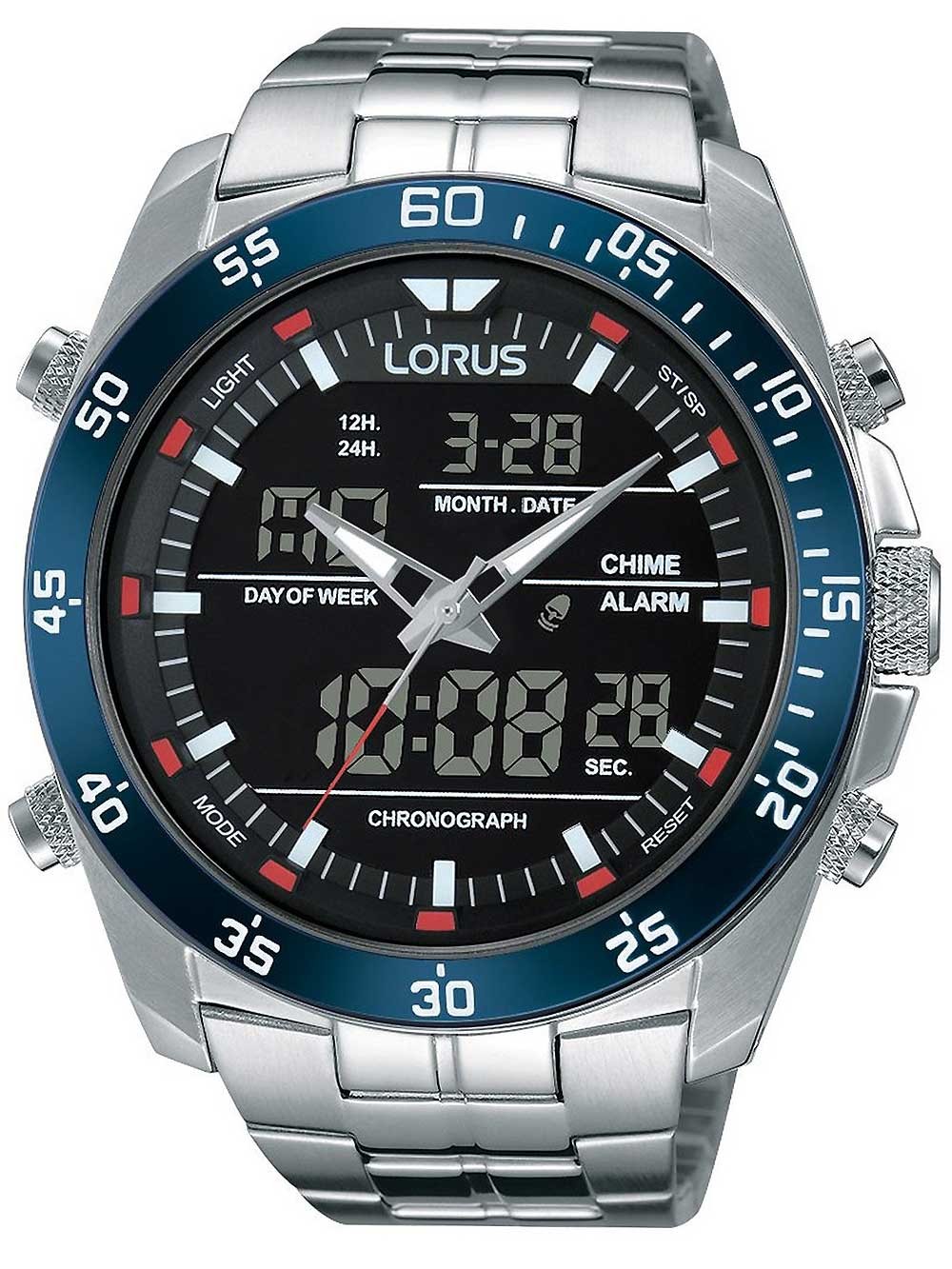 orologio uomo Lorus RW623AX9 Analog-Digital Alarm Chronograph 46mm 10 ATM