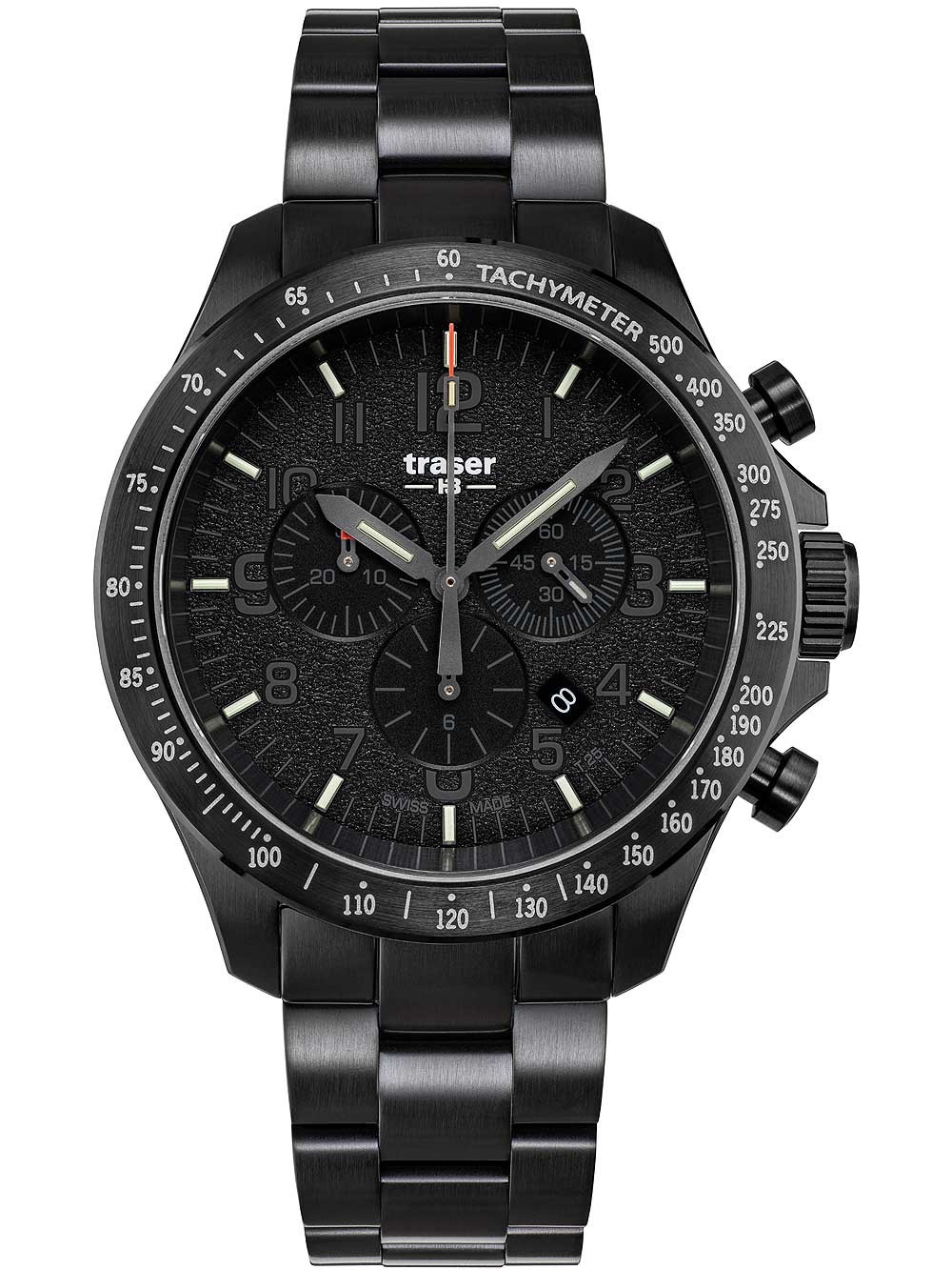 orologio uomo Traser H3 109466 P67 Officer chrono black steel 46mm 10ATM