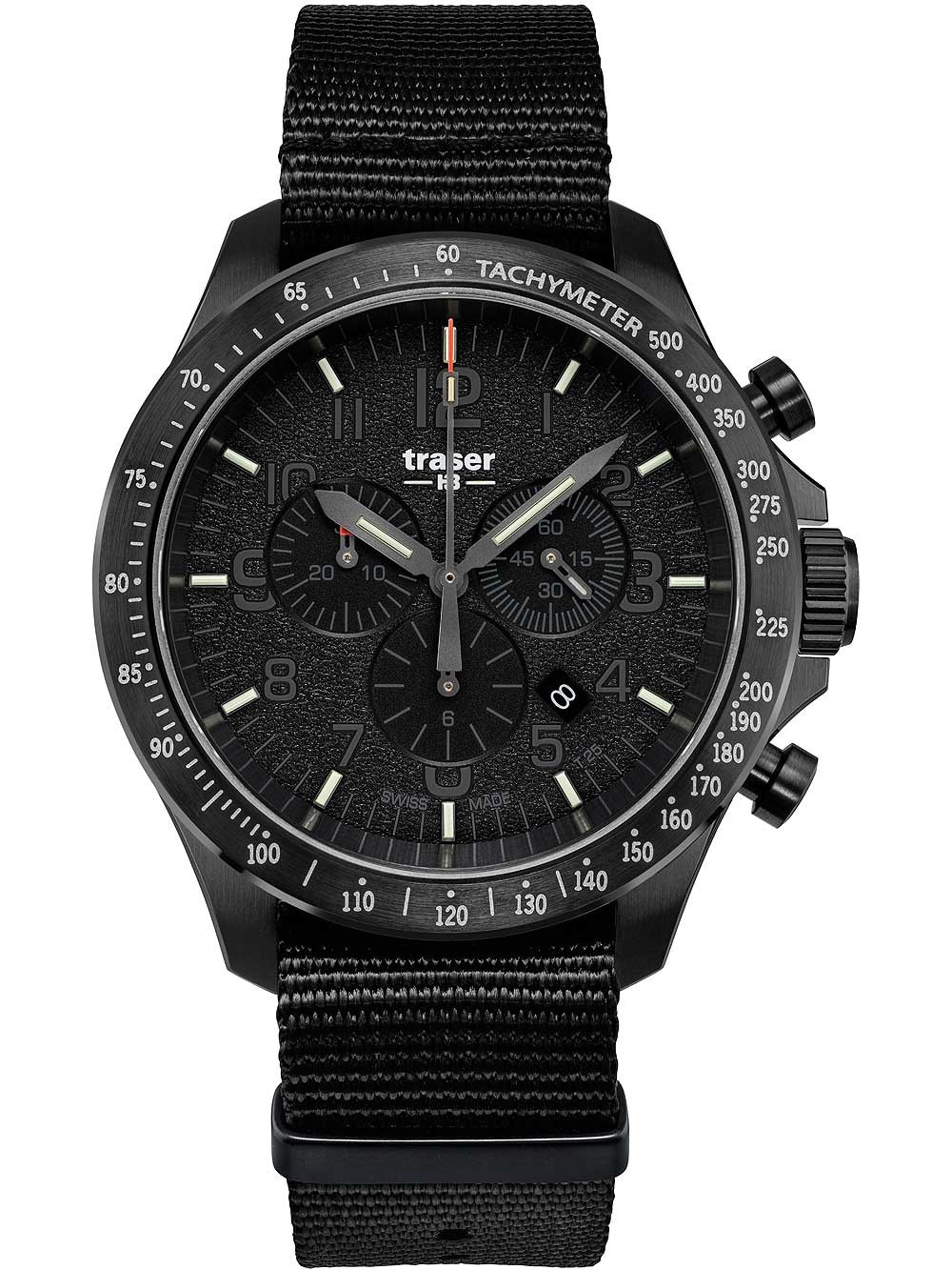 orologio uomo Traser H3 109465 P67 Officer chrono black nato 46mm 10ATM