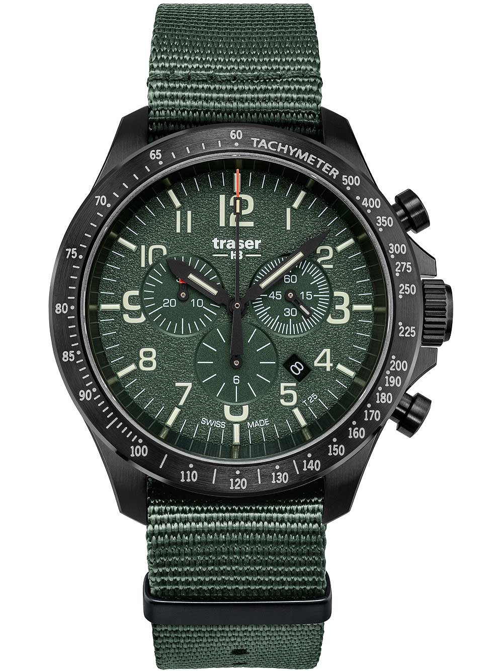 orologio uomo Traser H3 109463 P67 Officer chrono green nato 46mm 10ATM